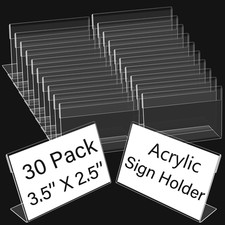 3.5 X 2.5 Inch Mini Acrylic Sign Holder, 30 Pcs Horizontal Clear Acrylic Sign Ho