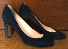 Kate Spade 'Allora' Glitter Heel Pump Navy Blue Suede Size 9B Worn Once