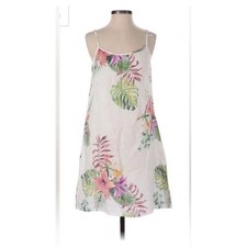 Lungo L'Arno Linen Dress Womens Medium NWT White Floral Palm Tropical Made Italy