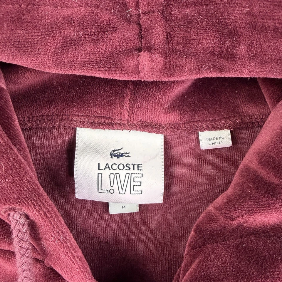 Conjunto de chándal de terciopelo borgoña Lacoste LIVE M Joggers S se ajusta a M logotipo dorado Foto 4 de 4