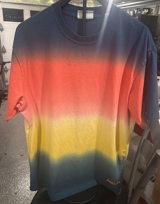 Scotch & Soda Amsterdam Mens XL Ombre Dip Dye T-Shirt Navy Orange Yellow