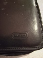 Vintage Coach Black Leather Zip Organizer, Card Holder, Signs Of Wear Unisex