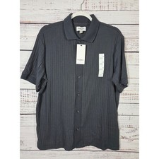 Goodfellow co Mens Gray textured short sleeve button up polo shirt NWT