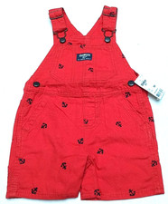 OSHKOSH B'GOSH BABY BIB SHORTALLS BABY SIZE 18 MONTHS - RED WITH ANCHORS - NWT