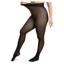 Plus Size Fleece Lined Warm Tights for Women - Winter Medium-Standard Black
