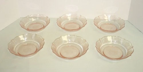 6 PC.  AMERICAN  SWEETHEART  PINK DEPRESSION GLASS  6"  CEREAL  BOWLS