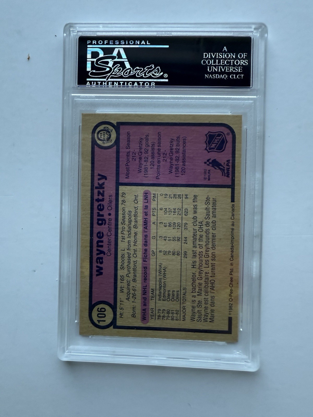 Wayne Gretzky 1982 O-Pee-Chee #106 PSA 8 NM -Mint Card view 2