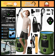 Portable Camping Shower - 6000mAh Rechargeable Pump, Foldable Bucket, Outdoor Sh