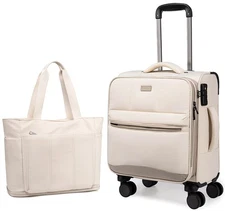 16 Inch Carry On Luggage with Tote Bag Luggage Sets Airline Approved TSA Lock...