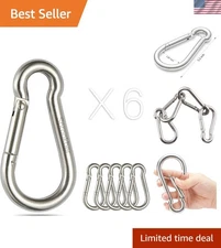 Stainless Steel Spring Snap Hook Carabiner - 304 Stainless Steel Clips, Set of 6