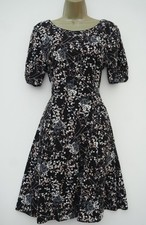 BILLIE & BLOSSOM BLACK FLORAL BUTTERFLY TEA DRESS SIZE 12 DOROTHY PERKINS SUN