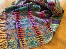 100 Wool Cashmere Pashmina Scarf Wrap 70x 24  Multicolored Jewel Tones
