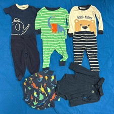8 Piece Baby Boy 12 Months Clothing Lot Pajamas One Pieces Outfits Mix  Match