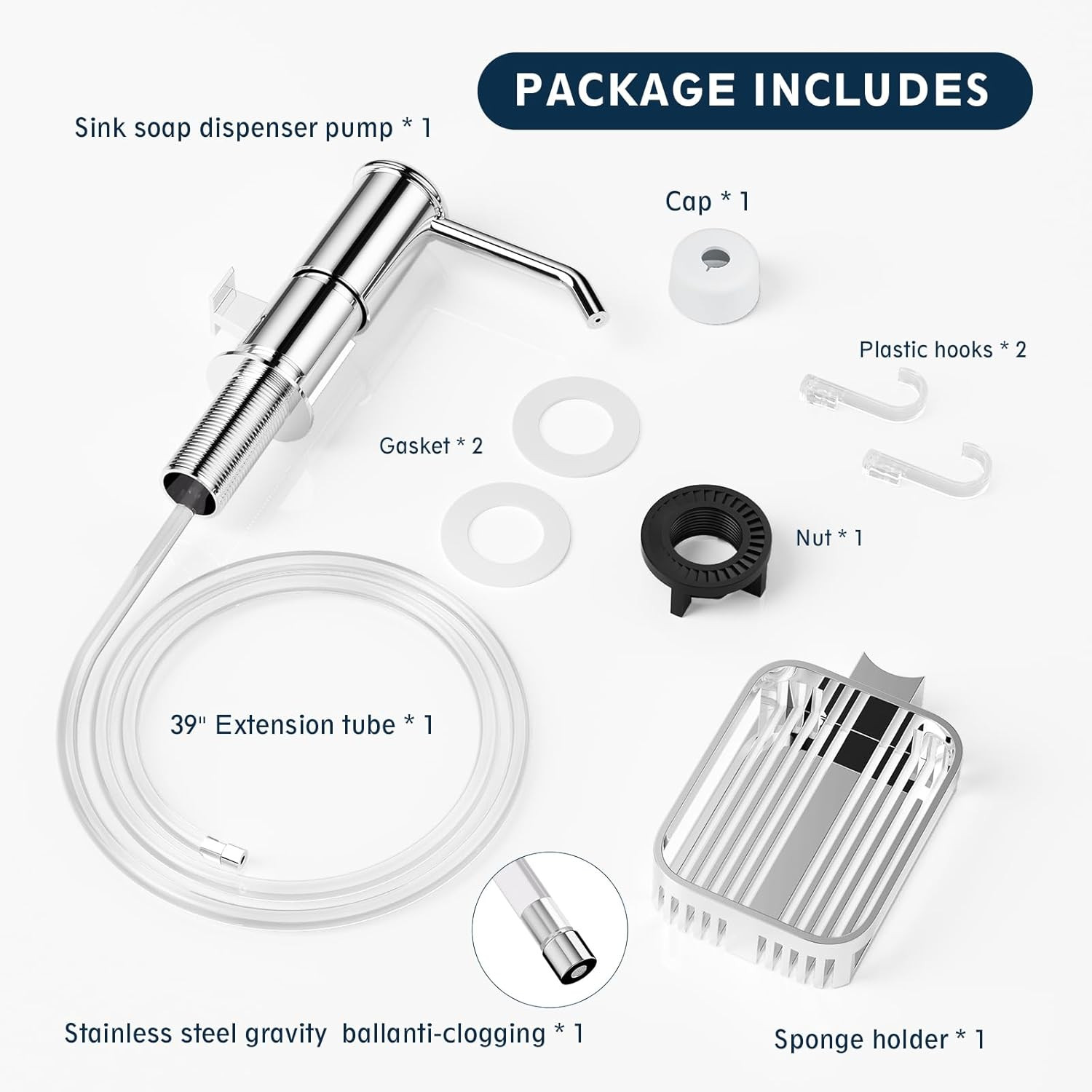 Soap Dispenser for Kitchen Sink,  under Counter Sink Soap Dispenser Pump with 39