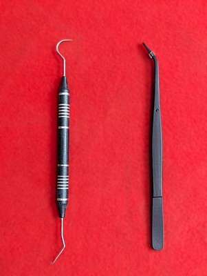 Foshan Pak Dental Black Serrated Tweezer And Double Ended Explorer