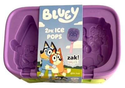 Bluey 2-Pack Reusable Ice Pop Molds/Trays BPA-Free Zak! Designs Purple & Green