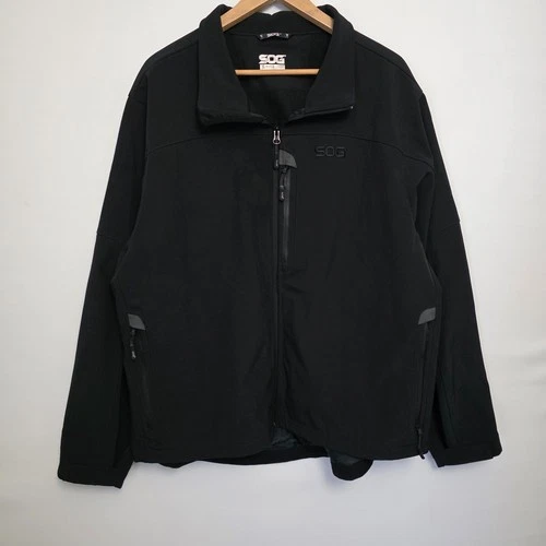 SOG Tactical Softshell Jacket Black 2XL (50-52)  Full Zip Windproof Outdoor Coat - product listing photo