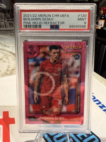 Benjamin Sesko [Pink Mojo] #120 2021 Topps Merlin Chrome UEFA card