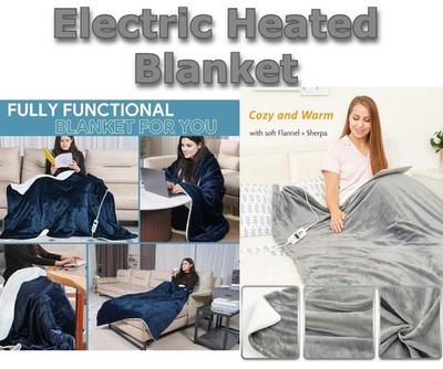 Elektrisch beheizte Decke waschbar kuschelig Fleece Sherpa bestes Weihnachtsgeschenk UK