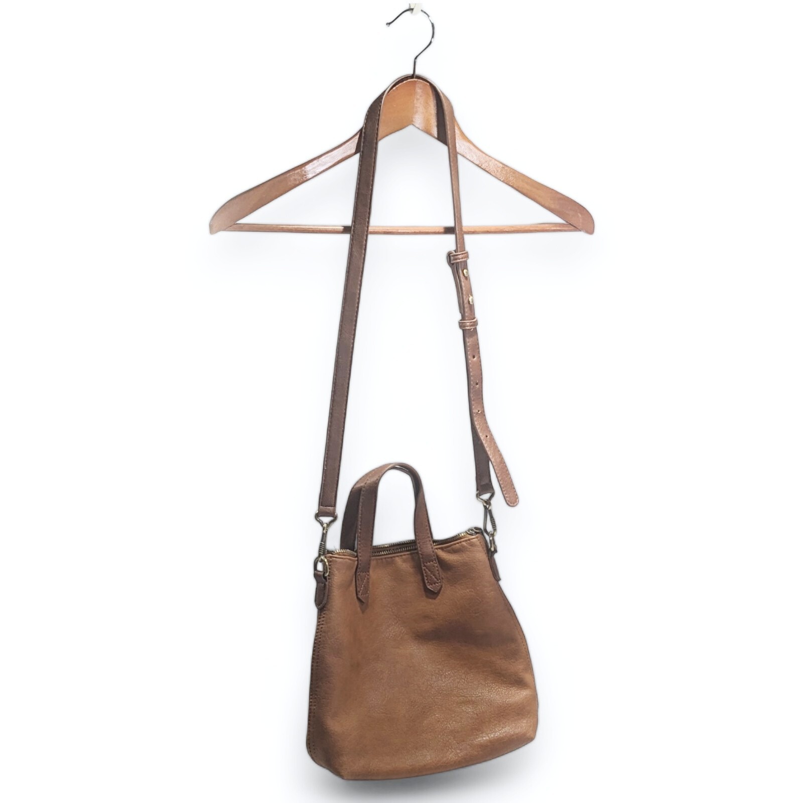 ANTIK KRAFT Brown Leather Crossbody Bag Purse Handbag Handles Shoulder Strap Hob