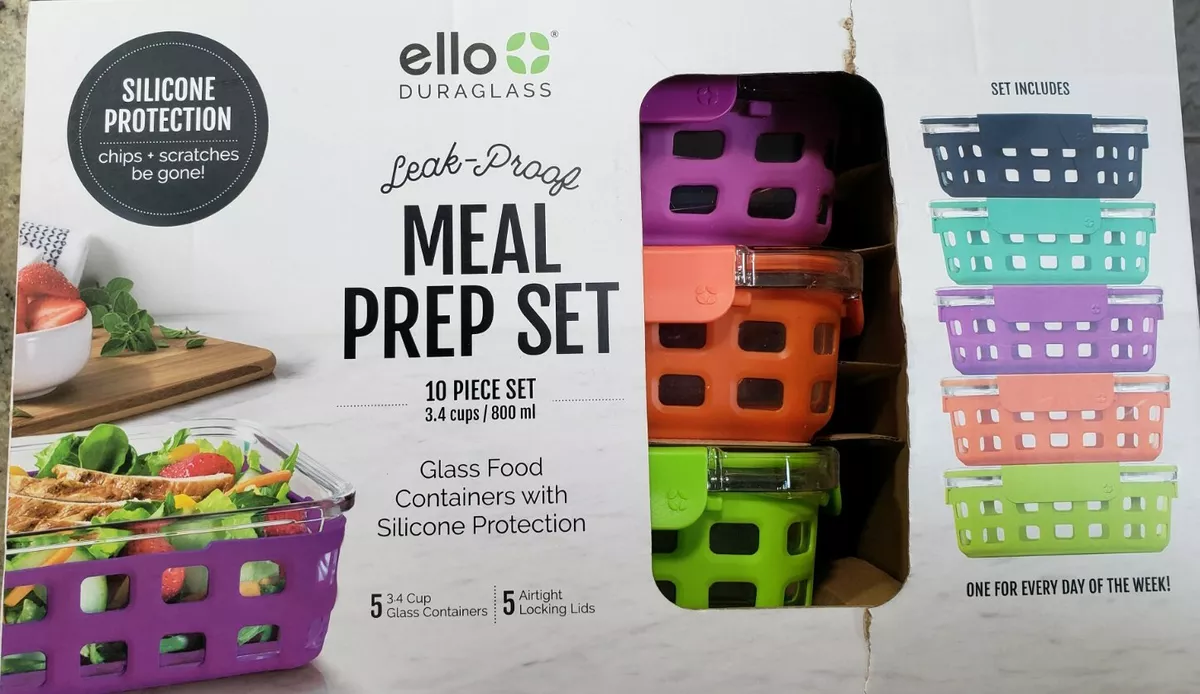 Ello 10-Piece Glass Meal Prep Food Storage Container Set