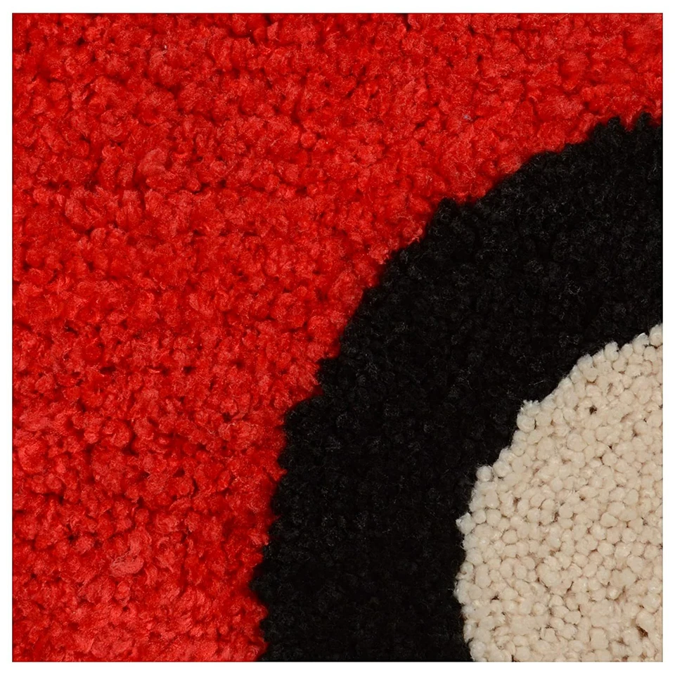 Alfombra de baño abstracta moderna roja microfibra mediana Foto 2 de 3