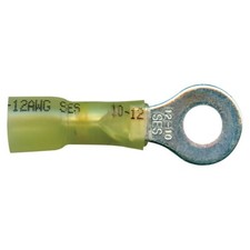 Heat Shrink Crimp Long Neck Ring Terminal 12-10 Gauge 1/4" Stud - USA - 10 Pack