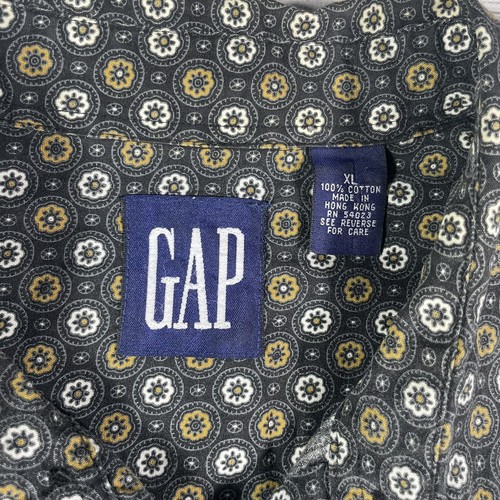 VTG 90s Y2K GAP Shirt Men’s XL Short Sleeve Button Down Brown Green Geometric - Picture 5 of 6