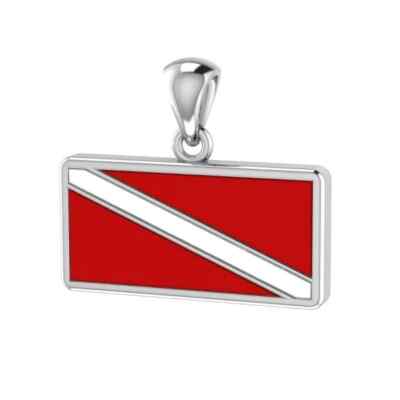 Tauchen Flagge 925 Sterling Silber Anhänger fein Abenteuer Sport Schmuck