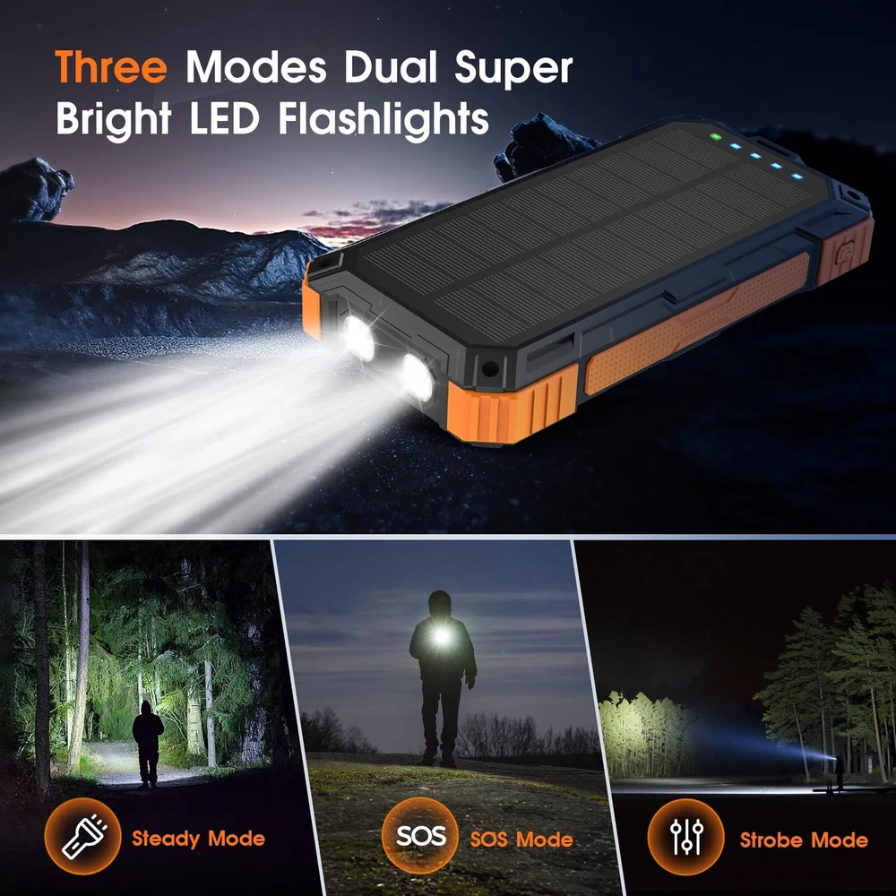Power Bank Solar Charger,49800mAh Wireless Portable Charger with 4 Built-in C... Power Bank Solar Charger,49800mAh Wireless Portable Charger with 4 Built-in C...
