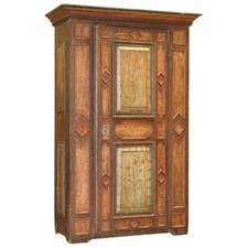 CIRCA 1800 SUMLIME HAND PAINTED EUROPEAN WARDROBE OR HALL CUPBOARD IN OAK WOOD