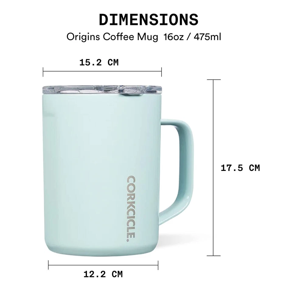 Taza de café de viaje con aislamiento azul en polvo Corkcle 16 oz con mango Foto 3 de 4