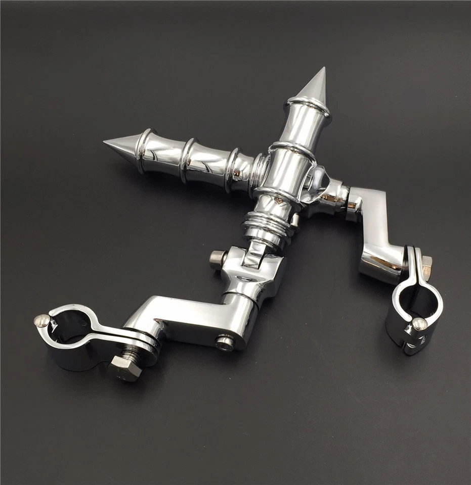 Chrome Bamboo 1" 25mm Foot Peg Clamp For Honda GoldWing VTX1300 Shadow Valkyrie - Image 3 of 4