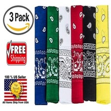 Lot of 3 Bandana 100 Cotton Paisley Print Face Mask Head Wrap Wholesale in USA