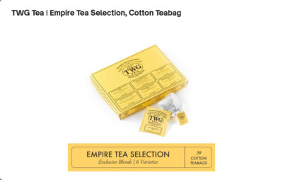 TWG Tea from Singapore - Empire Tea Selection - 30 Tea bag Sellection Gift Box
