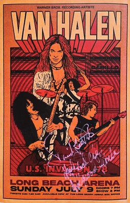 1978 VAN HALEN CONCERT POSTER WALL ART PRINT WITH FACSIMILE SIGNED