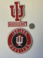 (2) Indiana Hoosiers vintage embroidered iron on patch Lot  Patches 3” X 2 & 3”