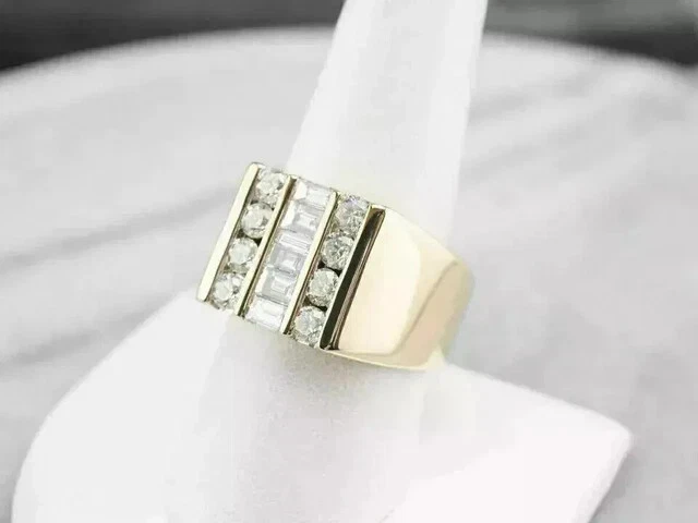 3.00 Ct Round Cut Lab-Created Diamond Cluster Men's Ring 14K Yellow Gold Plated - Image 4 of 4