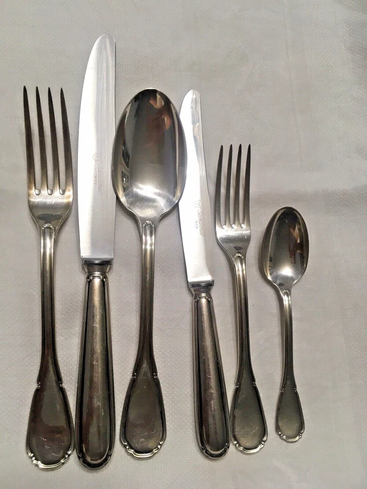 36pz Sambonet Baroque placcato argento servizio 6 coperti+frutta e thè - Immagine 3 di 4