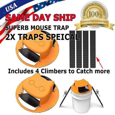 Mouse-Rat-Rodent Trap ''Flip & Slide'' 5 Gallon Bucket Lid Multi Catcher US