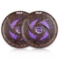 Pyle 6.5" LED Waterproof Marine Camo 240 Watt Speakers,  Pair 