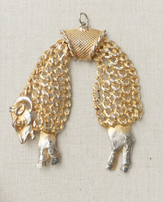 Vintage Kenneth (Jay) Lane sheep/ram Golden Fleece pendant huge