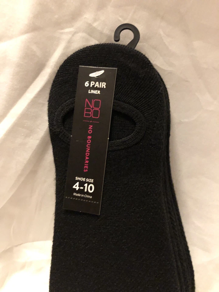 6-Pack No Boundaries Women’s Size 4-10 Stay-Put Fashion Liner Socks Black WQ7 - Image 4 of 4