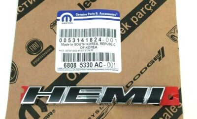 Dodge Challenger Charger Hemi front fender hood black chrome Nameplate Emblem