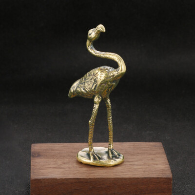 Brass Flamingo Statue Ornament Animal Toys Desktop Decoration Collection*
