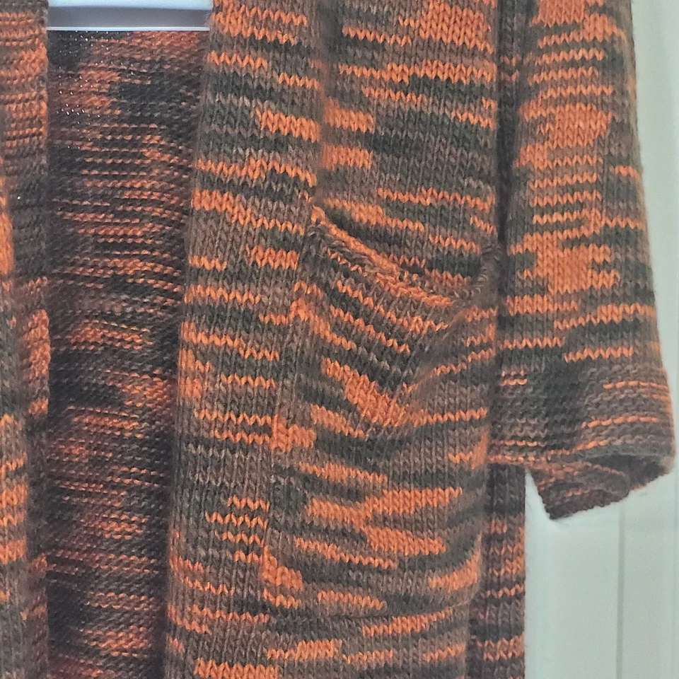 CATO Cardigan Sweater  Hooded Long Women's 14/16W Long Bell Sleeves Orange/Brown - Image 2 of 4