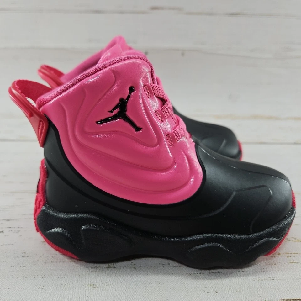 Nike Air Jordan Drip 23 Pink Black Toddler Girls 7C Rain Boots CT5799-600 - Image 3 of 4