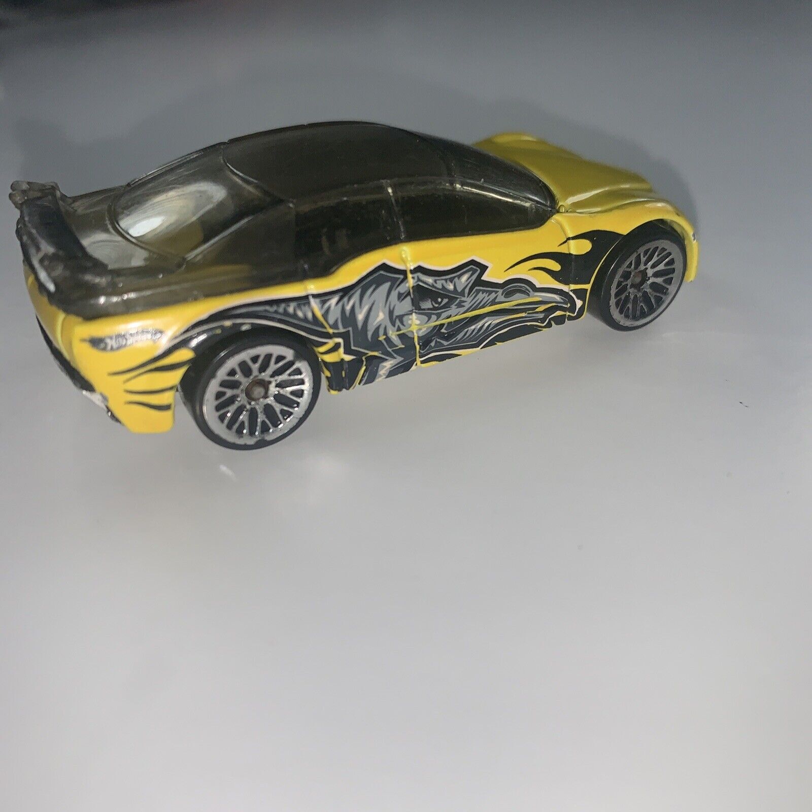 Hot Wheels 1999 Pontiac Rageous Yellow Race Car with Gray Clear Top Roof