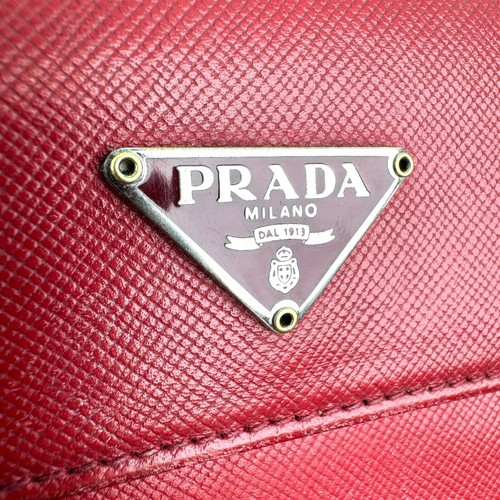 PRADA Trifold Geldbörse Portemonnaie Saffiano Leder rot #A292 - Bild 18 von 24