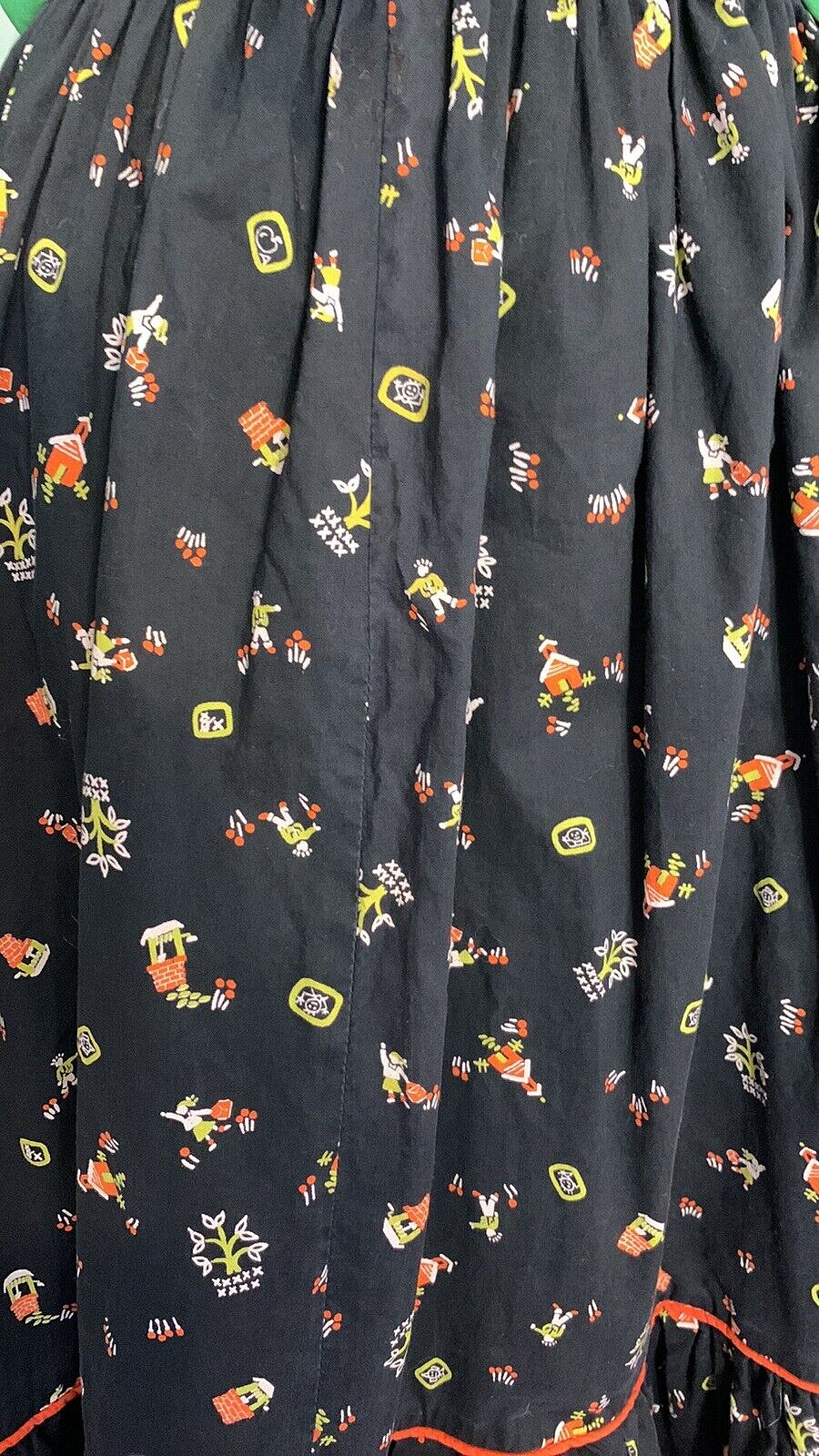 Black Prairie Skirt Rockabilly Square Dance Cotton Fl… Gem